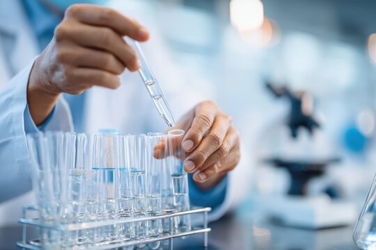 Scientist conducting chemical experiments in lab