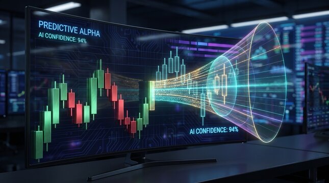 Aipowered financial trading chart analysis on a digital monitor screen