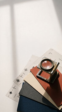 Linen Tester Magnifier on Color Paper Swatches Mockup