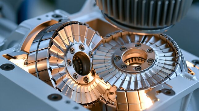 Close-up of intricate metal components showcasing precision engineering.