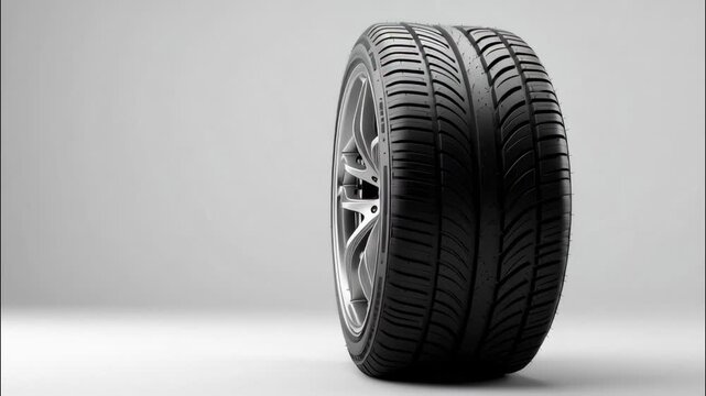 Modern sports car alloy wheel with high performance tire studio shot