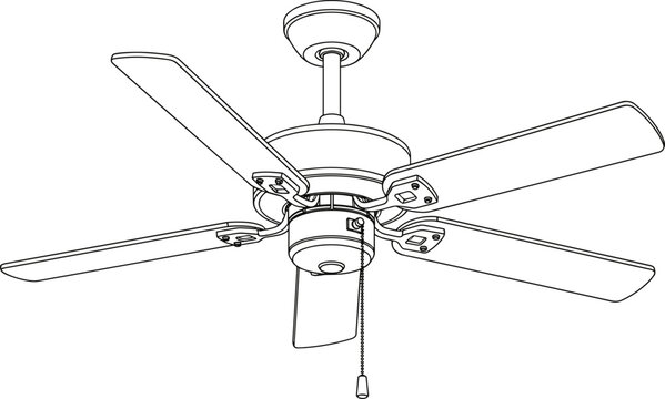 Line art illustration of a ceiling fan