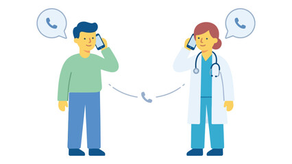 Fototapeta premium Patient Consulting Doctor via Telephone Call