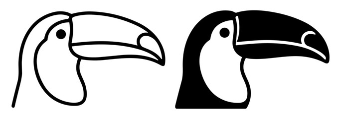 Fototapeta premium toucan bird head vector illustration black and white drawing on transparent background