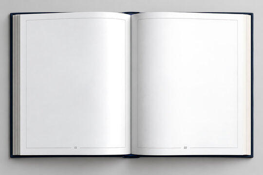 Open Book Two Page Spread Mockup with Blank Pages
