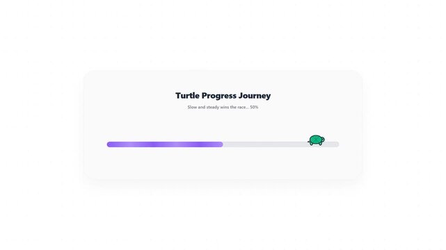 Turtle Character Progress Bar Animation for Website Loading