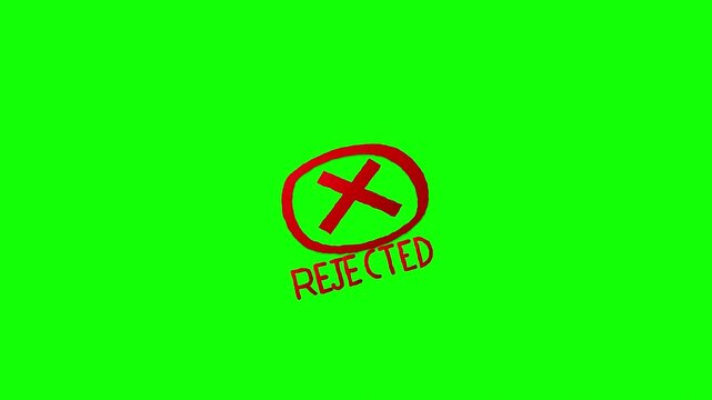 Red X mark symbol flickering on digital screen meaning rejection and failure