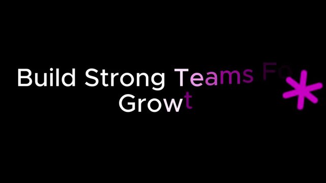 Purple graphic featuring bold motivational text encouraging managers to build strong teams for optimal growth accompanied by a small star symbol against a minimal dark background for visual contrast.