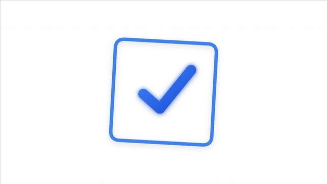 Minimalist Blue Check Mark Tick Icon Representing Approval Success and Verification in a Rounded Square Frame