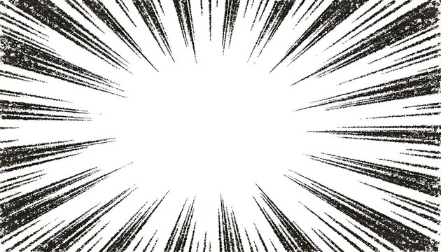 Black and white speed lines background for dynamic comic book action scenes and impact effects.