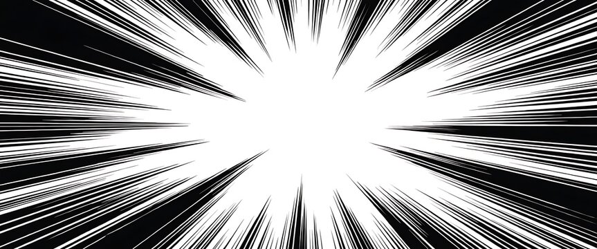 Speed lines comic book effect radial explosion background for graphic design and action scenes.