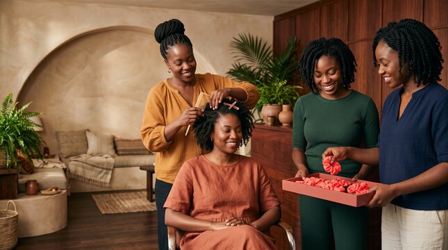 Liberian braid artists prepare a coral salon campaign