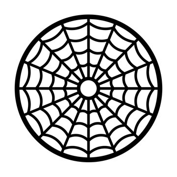 Halloween spider web icon, circular and corner web line Editable_EMS