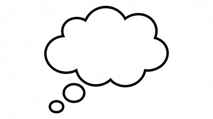 Obraz premium Minimalist black outline thought bubble icon on white background