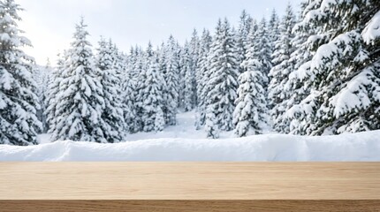 Obraz premium Christmas holidays scenic background with empty wooden table and Christmas decoration. usable for winter product display