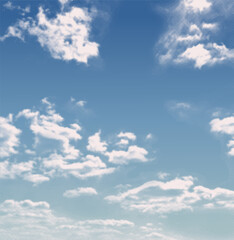 Obraz premium Sunny Day gradient halftone cloud background with soft dreamy dotted cumulus, delicate sky, aesthetic risograph texture vector dotted illustration for design