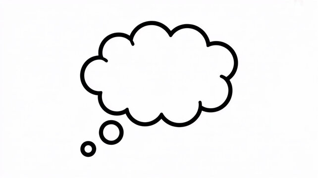 Simple black outline thought bubble icon on a white background cloud