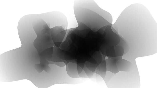 Black morphing amorphous shapes on white background for minimalist presentation or video matte transition