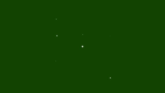 Twinkle stars line glitter sparkles, magic glitter sparkle trail, white twinkling stars line, fast glittering star lines, star sparkle vector doodles, glowing light effect on green screen 4k