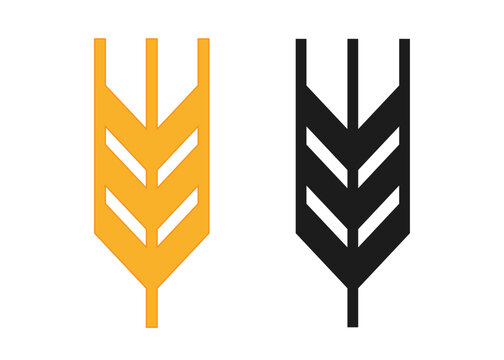 Wheat icon. Silhouette wheats isolated on white background. Spikelet grain. Malts spike. Malt beer. Barley or corn for flour print design. Cereal ear. Seed millets. Oat farming. Vector illustration