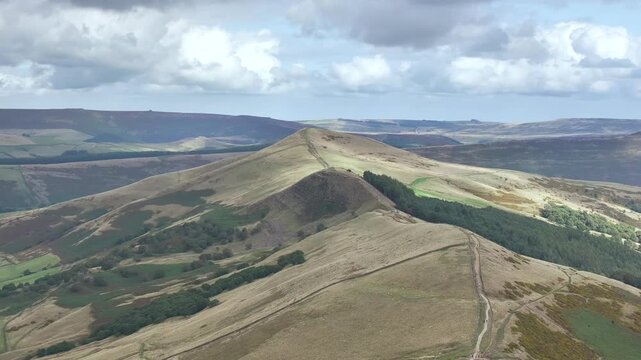 Back Tor from a drone, Peak District National Park, Derbyshire, England, UK