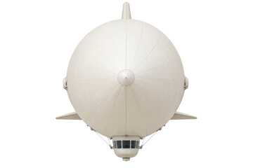 Front view of a large white airship isolated on a clean white background for design projects © Ophelia