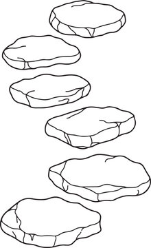Stepping stones path garden walkway rocks outline lineart illustration icon