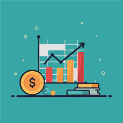 Obraz premium Colorful Investment Graph flat design vector icon, creative symbol isolated on white background