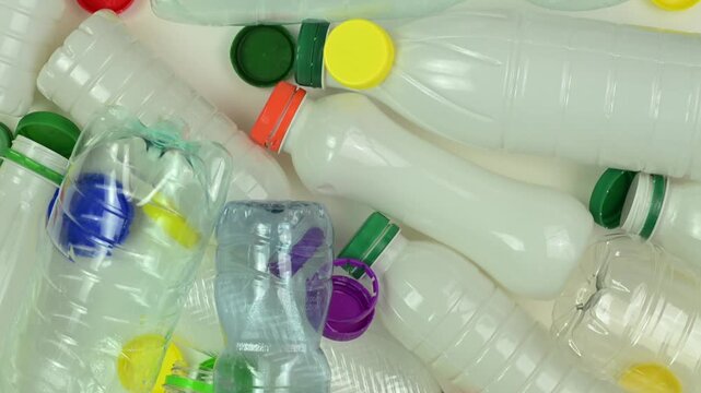 Plastic bottles prepared for recycling