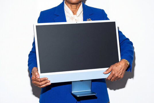 Senior Businesswoman With Blue Computer