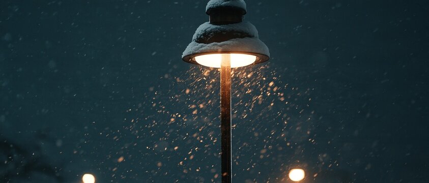 Snowy Night Lamp Post