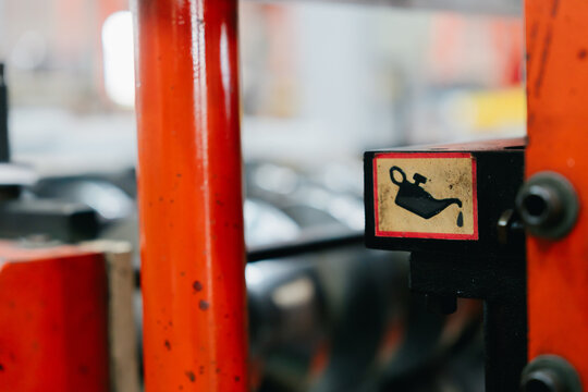 Industry metal sheet factory engineer symbol icon oil maintenance focus