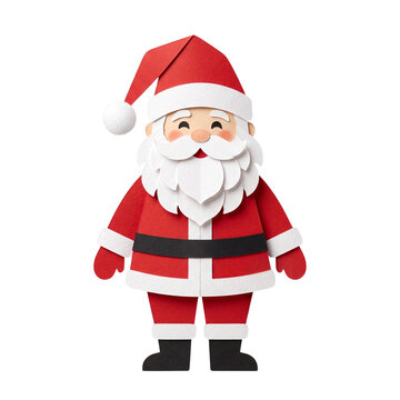 Paper Cut Santa Claus Full Body Character Vector Illustration isolated on White Background, Handcrafted Style