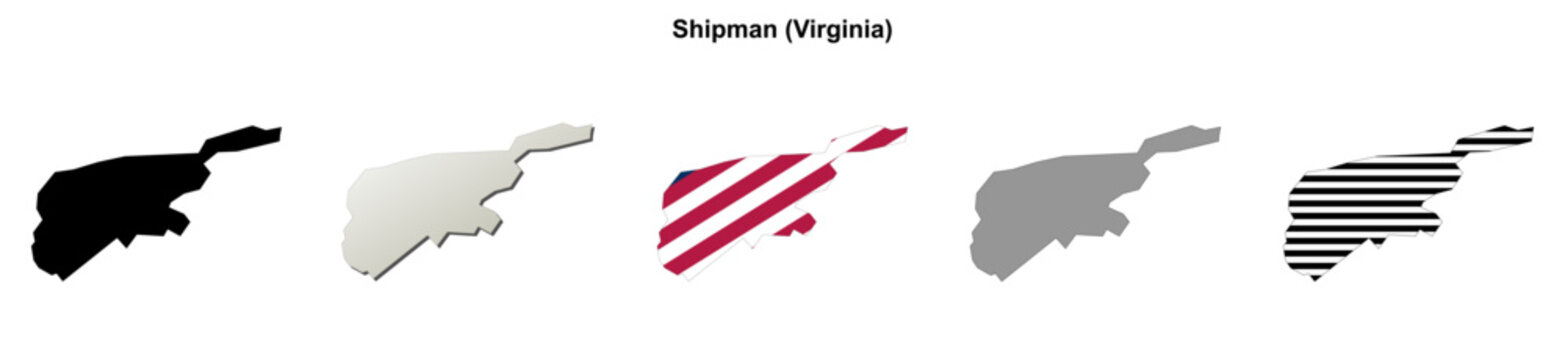 Shipman (Virginia) blank outline map set