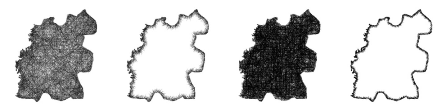 Sketch black and white Cantemir (Moldova) outline map design set