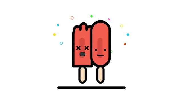Cute Funny Popsicle Characters Animation With Minimalist Design And Vibrant Colors For Children Entertainment And Summer Refreshment Promotion Concept