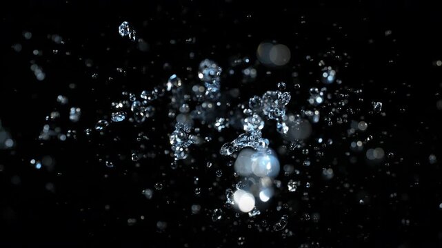 Super Slow Motion Shot of Water Drop Explosion Towards Camera at 1000fps. Cinematic Background.