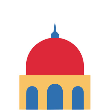 Building with red dome and blue arches