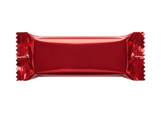 Red wrapped candy bar isolated on transparent background