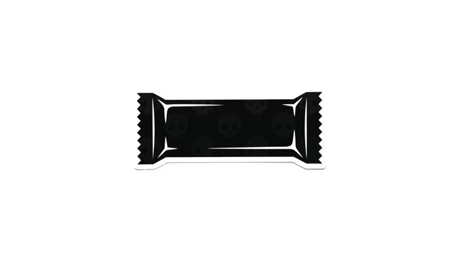 Dark chocolate bar wrapper featuring spooky skull pattern design for halloween treats and snacks