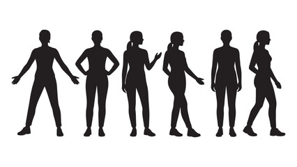 Obraz premium Five Female Silhouettes in Different Standing Poses