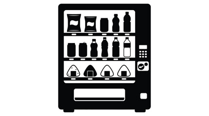 Fototapeta premium Black silhouette of a vending machine with displayed snacks and drinks