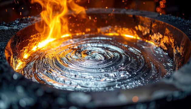 High vacuum induction furnace during the refining process of high purity lanthanum metal rare earth element