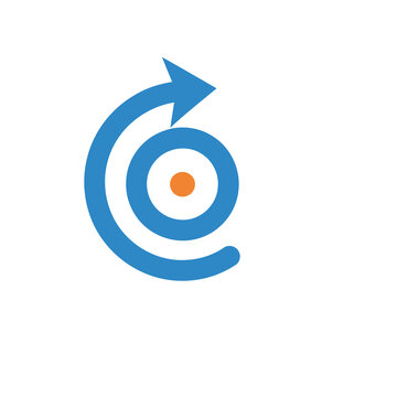 Blue arrow and target logo