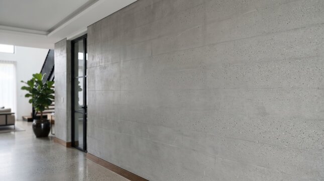 Modern Interior Design with Polished Concrete Wall Panels and Microcement Floor   