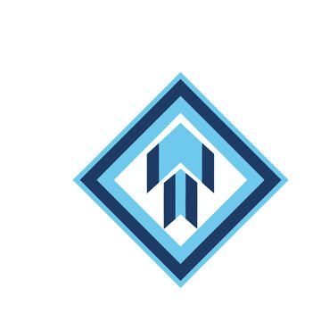 Abstract geometric logo with upward arrow