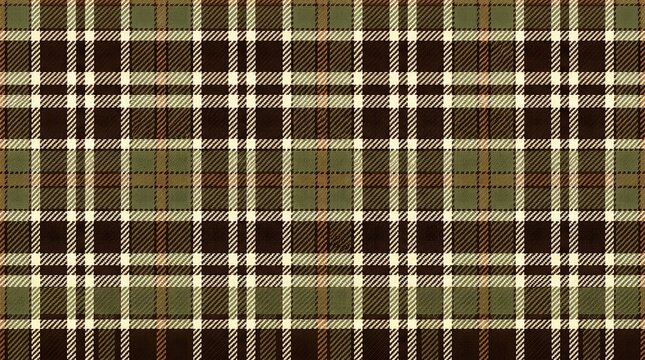 Green and brown plaid fabric texture pattern vector background