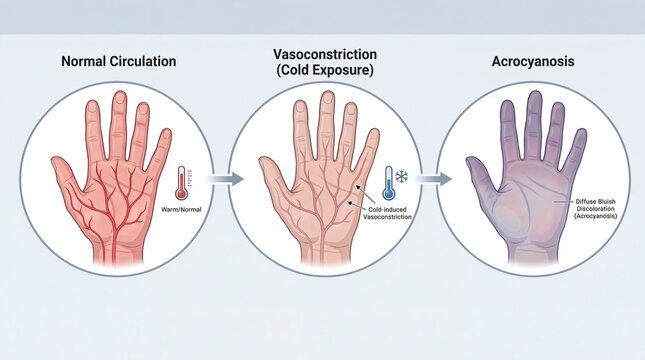 Cold Induced Vasoconstriction Progression to Acrocyanosis