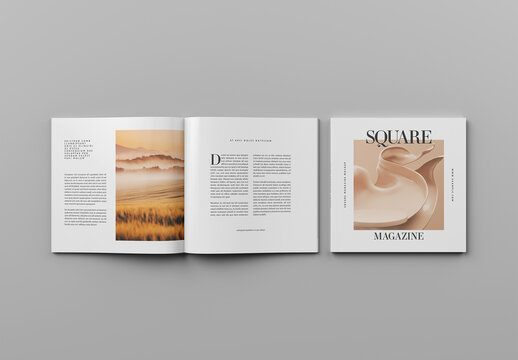 Top Wiew Square Magazine Mockup