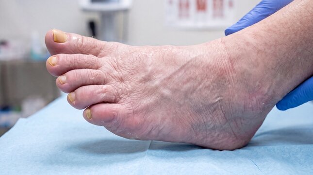 Cold Exposed Foot With Pale Skin and Discoloration
